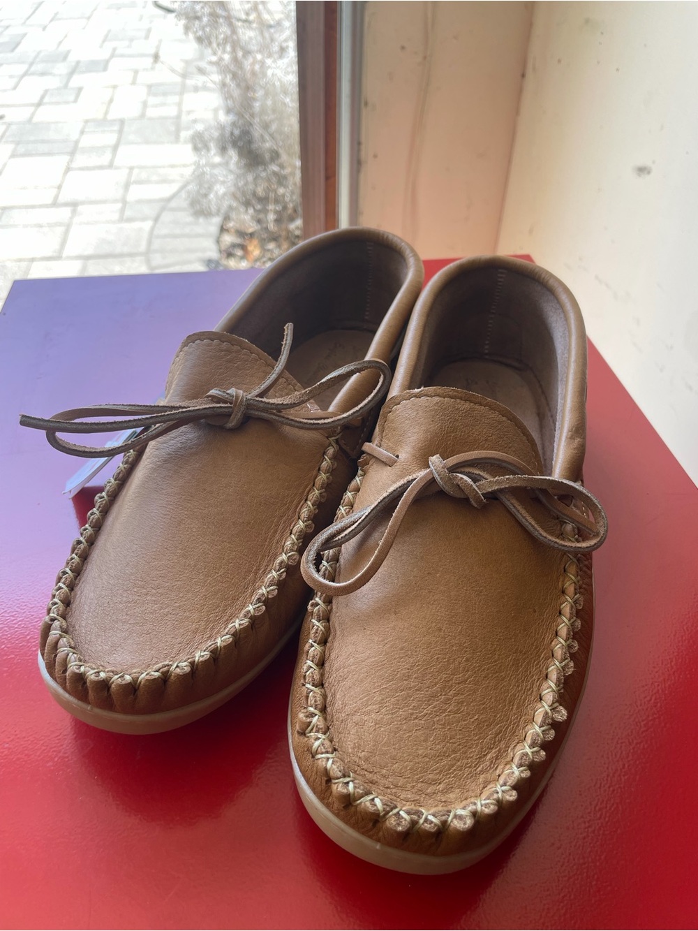 Eugene Cloutier Men’s Tan Leather Moccasin Slip-On Loafers